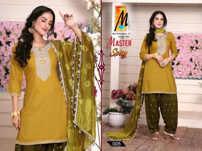 Master Spicy Rayon Fancy Ethnic Wear Ready Made Suit Collection